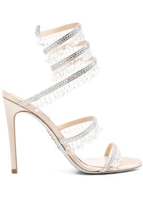 René Caovilla 100mm Cleo crystal-embellished sandals - Neutrals