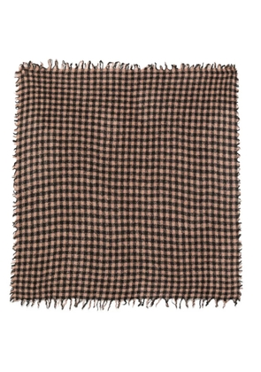 Faliero Sarti gingham-check frayed-edge scarf - Black