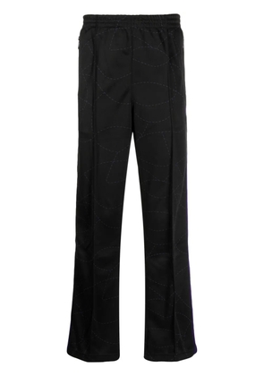 Needles logo-embroidered straight-leg trousers - Black