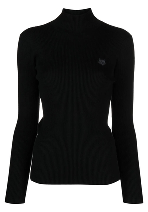 Maison Kitsuné logo-embroidered roll-neck jumper - Black