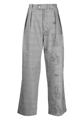 Feng Chen Wang plaid straight-leg trousers - Grey