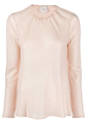 Alysi lurex-detail long-sleeve blouse - Pink