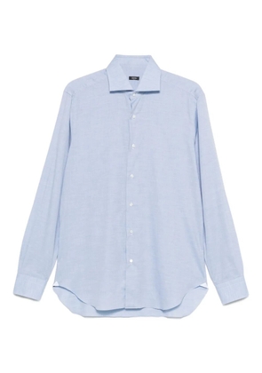 Barba micro-check cotton shirt - Blue