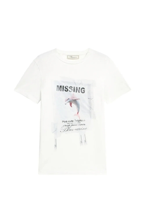 Blumarine dolphin-print jersey T-shirt - White