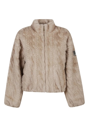 ERMANNO FIRENZE cable-knit faux-fur jacket - Brown
