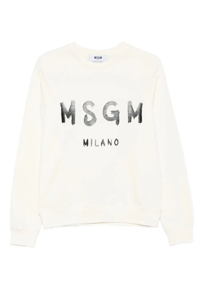 MSGM logo-embroidered cotton sweatshirt - White