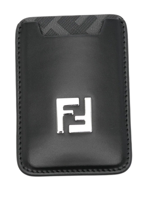 FENDI logo-plaque leather cardholder - Black