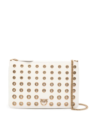 PINKO Love Birds leather crossbody bag - White