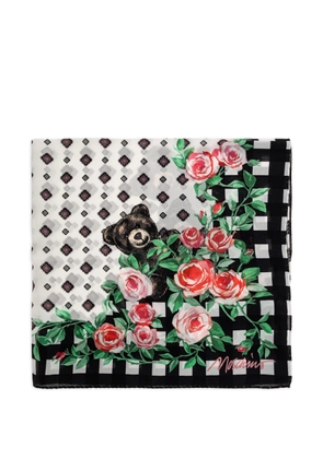 Moschino floral-print silk scarf - White