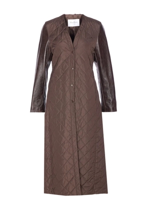 Max Mara quilted leather sleeve berta coat - Brown