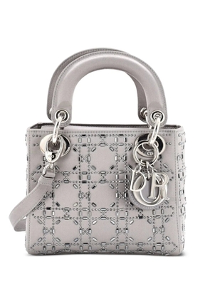Christian Dior Pre-Owned Lady Dior Bag Crystal Embellished Cannage Quilt Satin Mini satchel - Grey