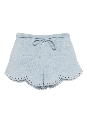 ZIMMERMANN Daylight eyelet drawstring shorts - Blue