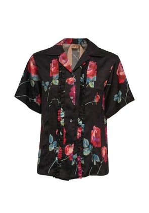 Nº21 ruffled floral shirt - Black