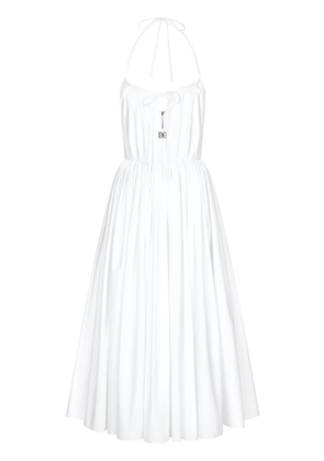 Dolce & Gabbana logo-plaque cotton halterneck dress - White