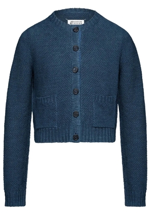 Maison Margiela basket-weave round-neck cardigan - Blue