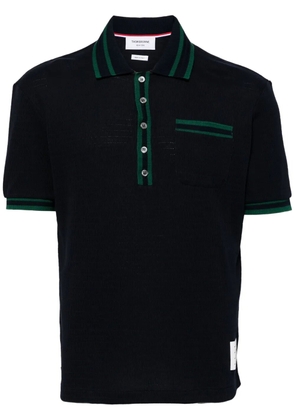 Thom Browne pointelle-knit cotton polo shirt - Blue