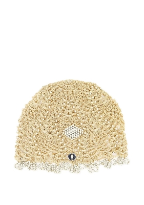 Rabanne crochet-knit beaded hat - Gold