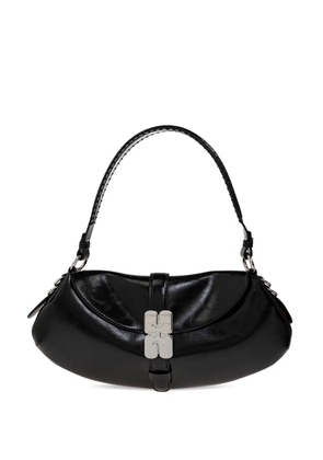 GANNI logo-buckle shoulder bag - Black