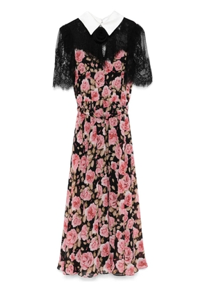 NISSA floral-print midi dress - Black