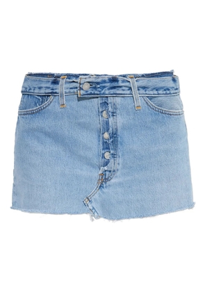 RE/DONE button-fastening frayed denim skirt - Blue