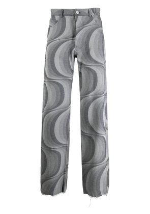 JORDANLUCA geometric-pattern faded trousers - Blue