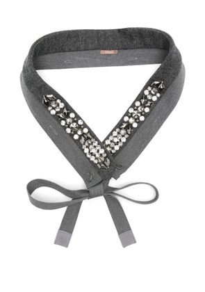Max Mara crystal-embellished tie - Grey