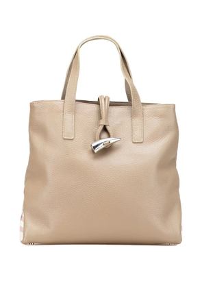 Burberry Pre-Owned 2000-2017 House Check Trimmed Grainy Calfskin Horn Toggle tote bag - Brown