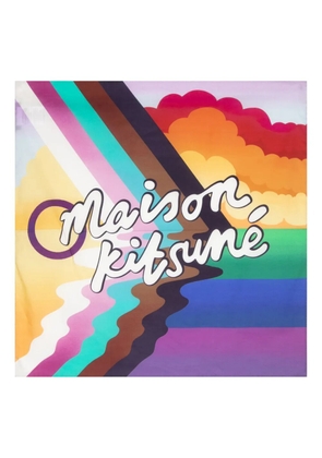 Maison Kitsuné logo-print cotton scarf - Blue