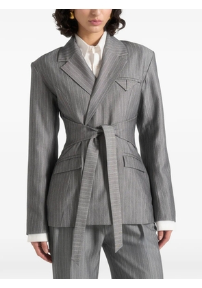 Manière De Voir Delphine pinstripe wrap-tie blazer - Grey