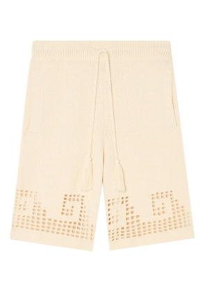 Alanui Where the Wave Begins tasselled openwork shorts - Neutrals