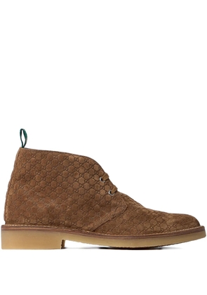 Gucci GG-pattern lace-up boots - Brown