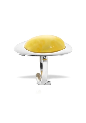 OBSIDIAN plated oval ring - Silver