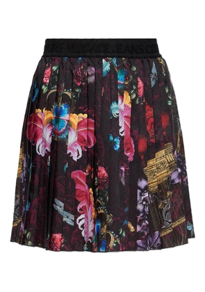 Versace Jeans Couture floral-print pleated skirt - Black