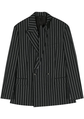 marina yee striped double-breasted blazer - Black