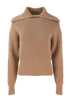 Autumn Cashmere folded-collar ribbed sweater - Brown