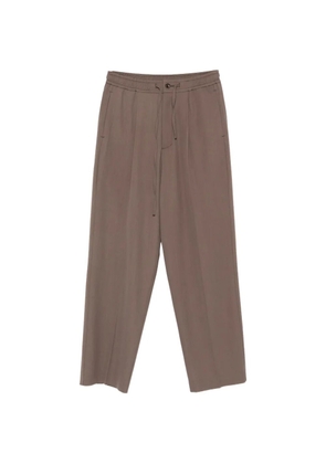 Attachment drawstring pleated trousers - Brown