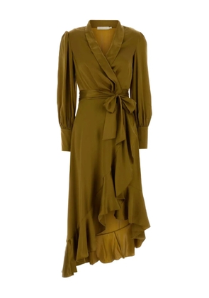 ZIMMERMANN ruffled satin midi dress - Green