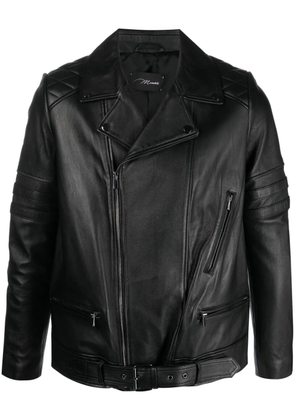 Manokhi off-centre zip-fastening leather jacket - Black