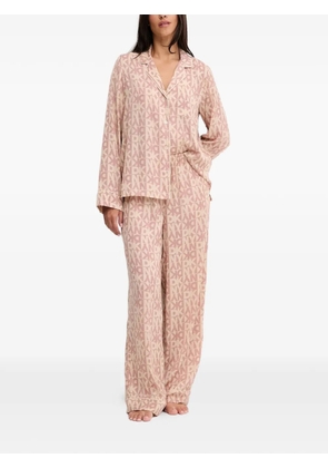 DKNY buttoned logo pajama set - Neutrals