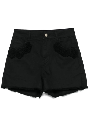 LIU JO crochet-flowers shorts - Black