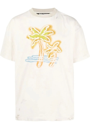 Palm Angels logo-print cotton T-shirt - Neutrals