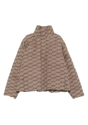 Balenciaga logo-pattern quilted padded jacket - Brown