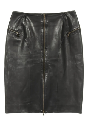 Christian Dior Pre-Owned zip-up leather skirt - Black