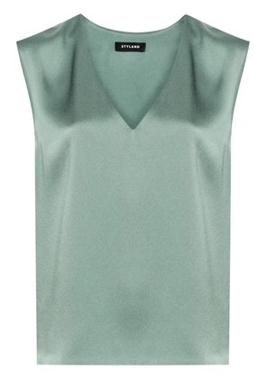 STYLAND V-neck sleeveless satin blouse - Green