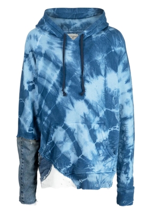 Greg Lauren tie-dye pattern cotton hoodie - Blue
