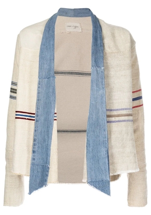 Greg Lauren stripe-print panelled jacket - Neutrals