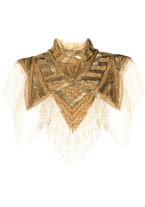 Atu Body Couture bead-embellished fringed cape top - Gold