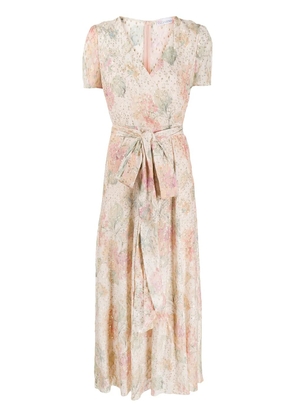 RED Valentino floral metallic long dress - Pink