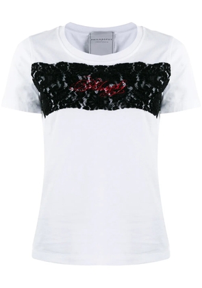 Philosophy Di Lorenzo Serafini logo embroidered lace T-shirt - White