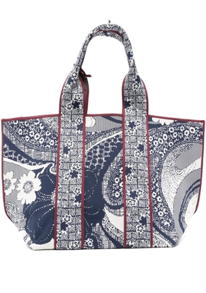 ALEMAIS floral-pattern panelled tote bag - Blue